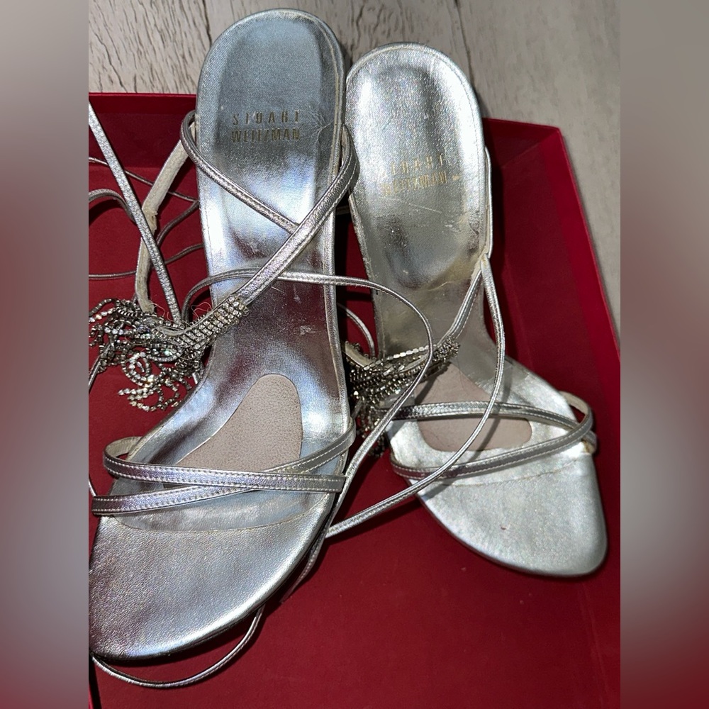Stuart Weitzman Silver Rhinestone Heels - Picture 9 of 10